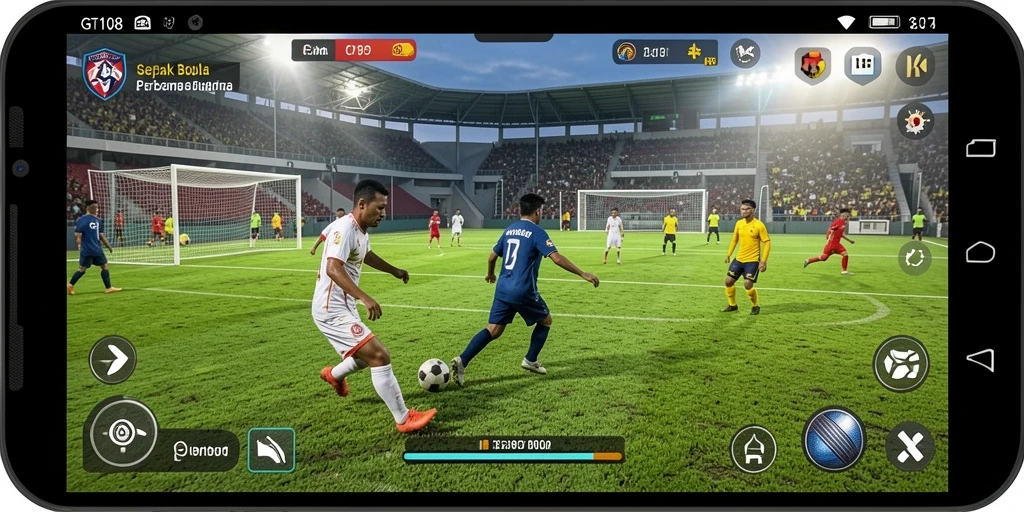 Tampilan gameplay GT108 yang menegangkan saat mencetak gol.